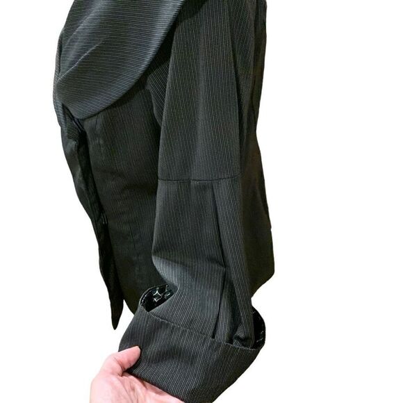 Debbie Shuchat Vintage Black Wool Blazer Shawl Collar 3/4 Sleeves Women Size 10 - Picture 3 of 11